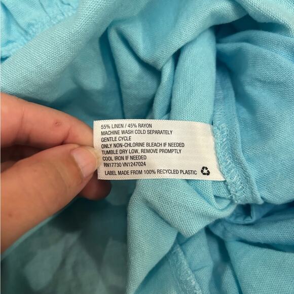 Stoney Clover Lane x Target Sky Blue Linen-Blend Puff-Sleeve Ruffle Dress - Picture 6 of 7